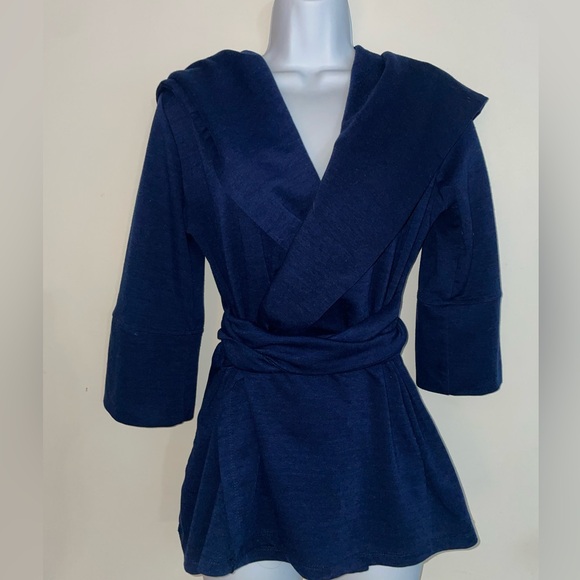 Xtaren Dresses & Skirts - Xtaren Deep Blue Velvet Wrap Dress Long Sleeve